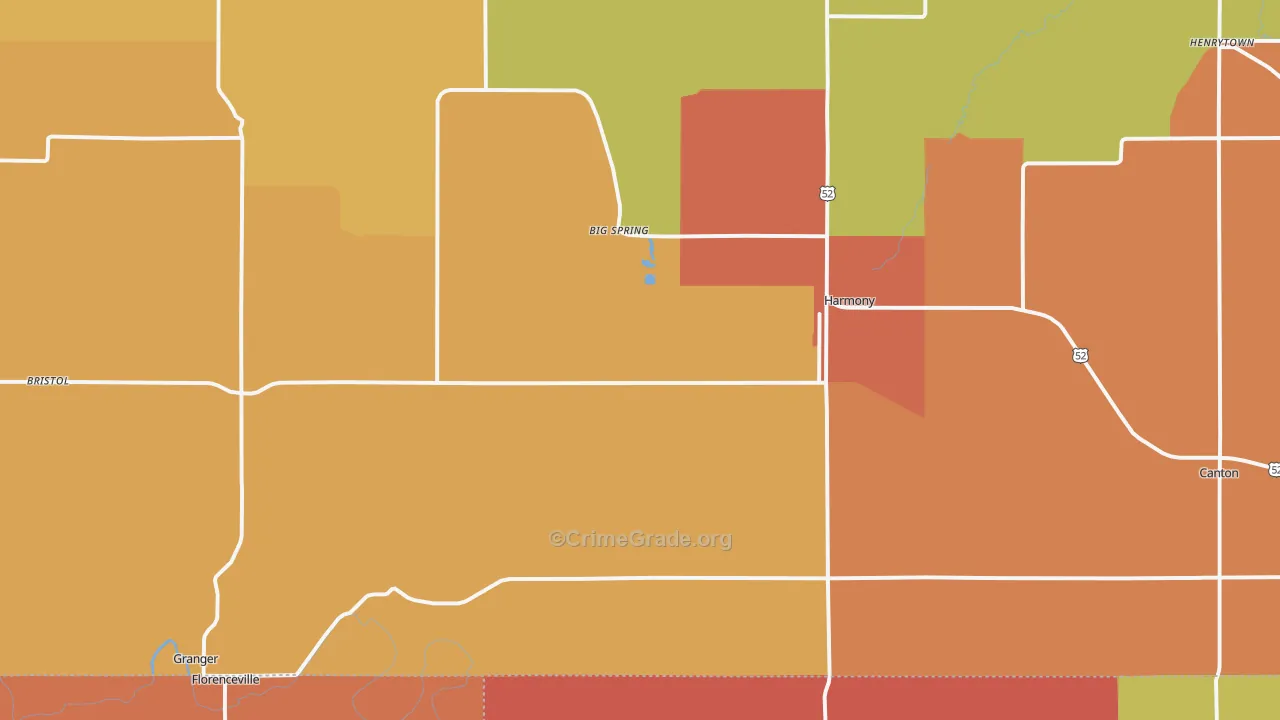 Harmony, MN Map of Burglary Rates