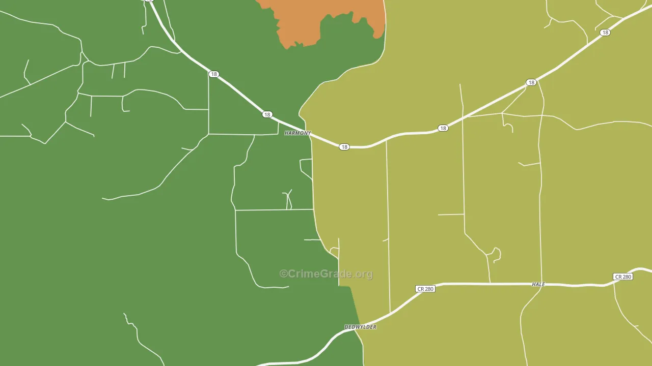 Harmony, MS Map of Burglary Rates
