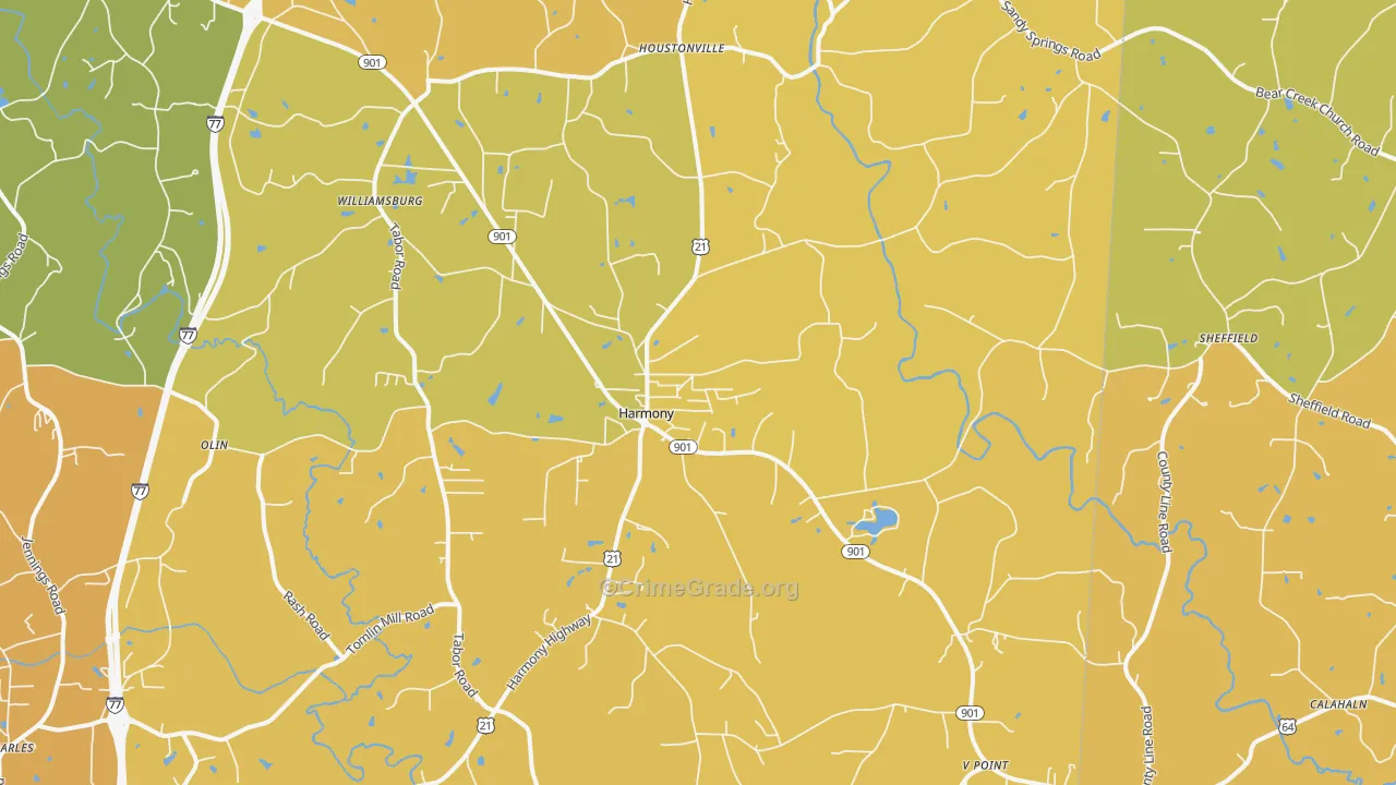 Harmony, NC Map of Burglary Rates
