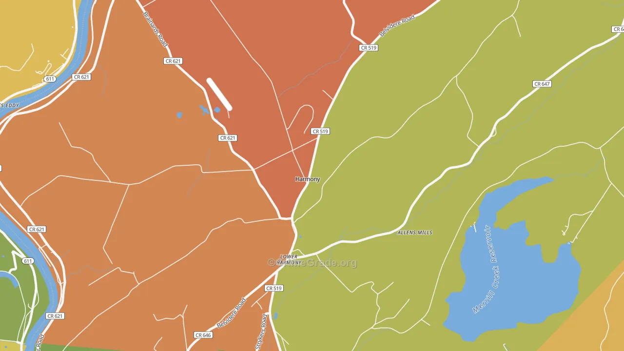 Harmony, NJ Map of Burglary Rates