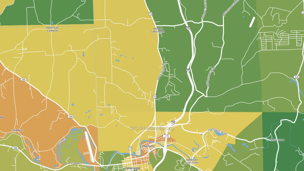 Harmony, PA Map of Burglary Rates