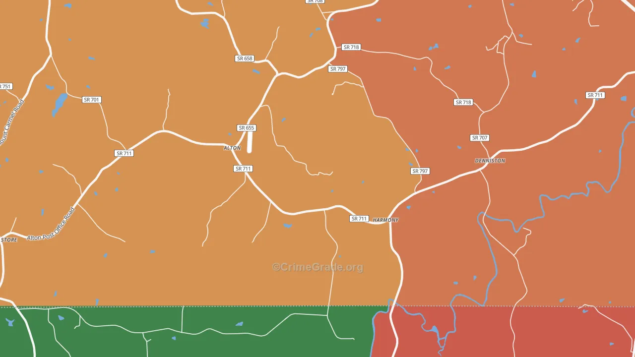 Harmony, VA Map of Burglary Rates