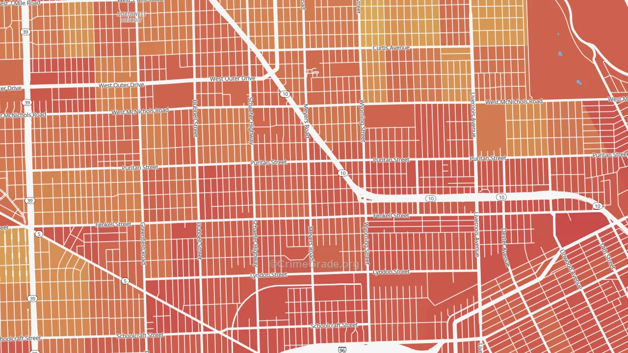 Harmony Village, Detroit, MI Map of Burglary Rates