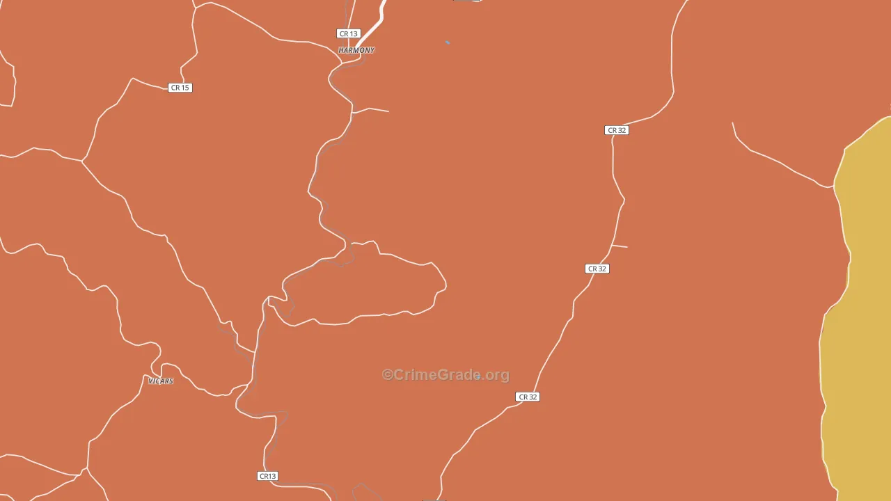 Harmony, WV Map of Burglary Rates