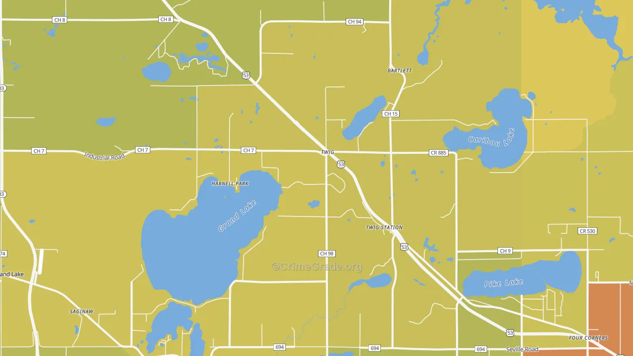 Harnell Park, MN Map of Burglary Rates