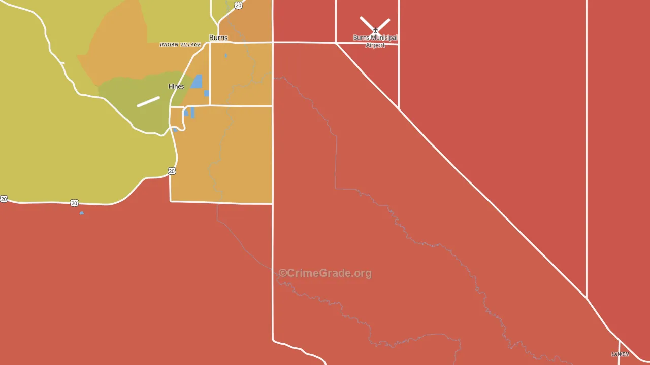 Harney County, OR Map of Burglary Rates