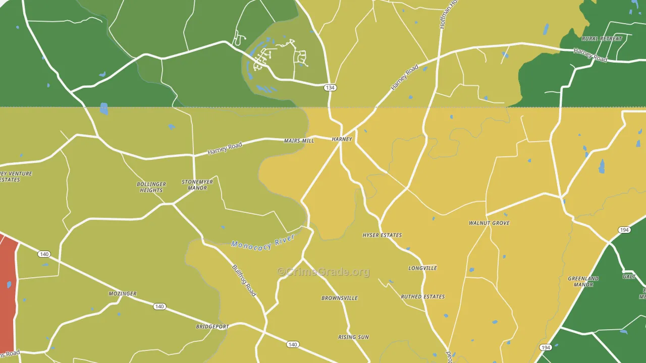 Harney, MD Map of Burglary Rates