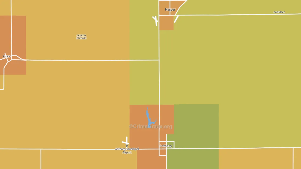 Harper County, KS Map of Burglary Rates