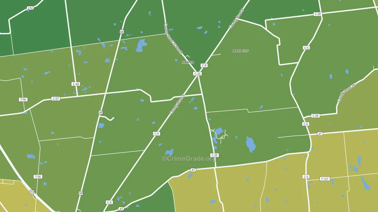 Harper, OH Map of Burglary Rates