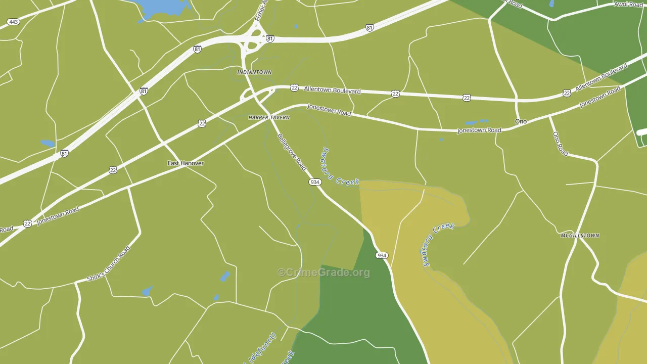 Harper Tavern, PA Map of Burglary Rates