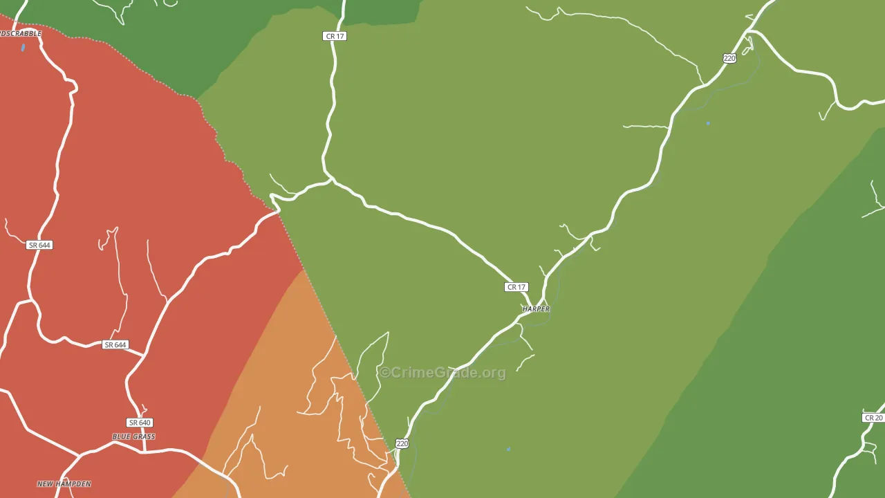 Harper, WV Map of Burglary Rates