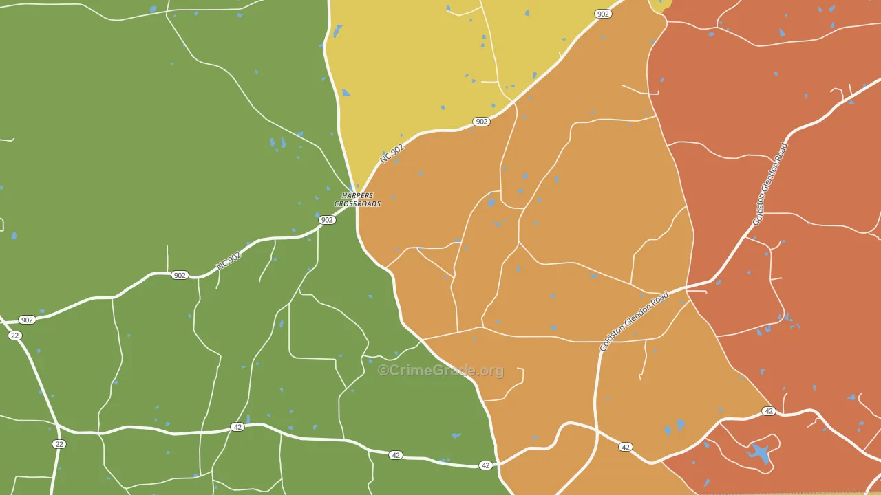Harpers Crossroads, NC Map of Burglary Rates