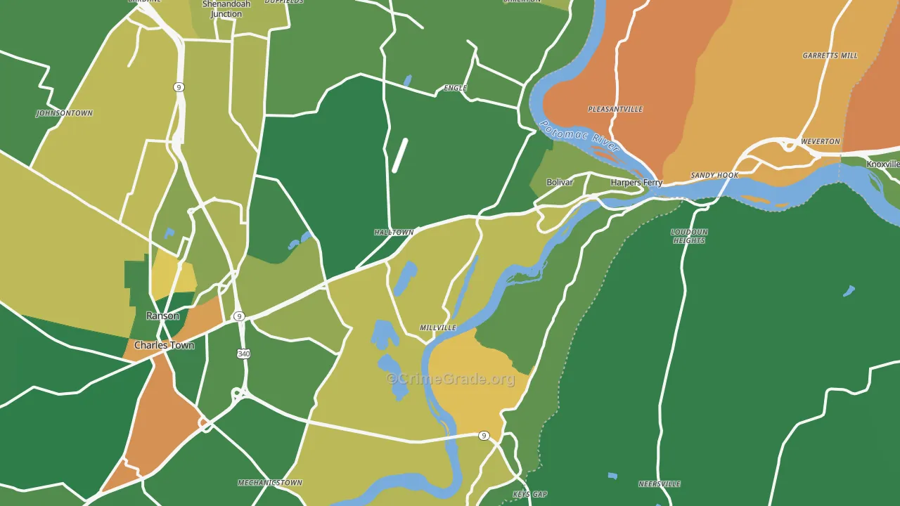 Harpers Ferry, WV Map of Burglary Rates