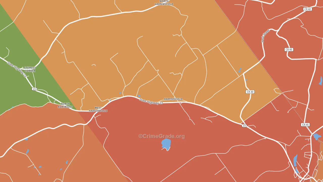 Harpersfield, NY Map of Burglary Rates