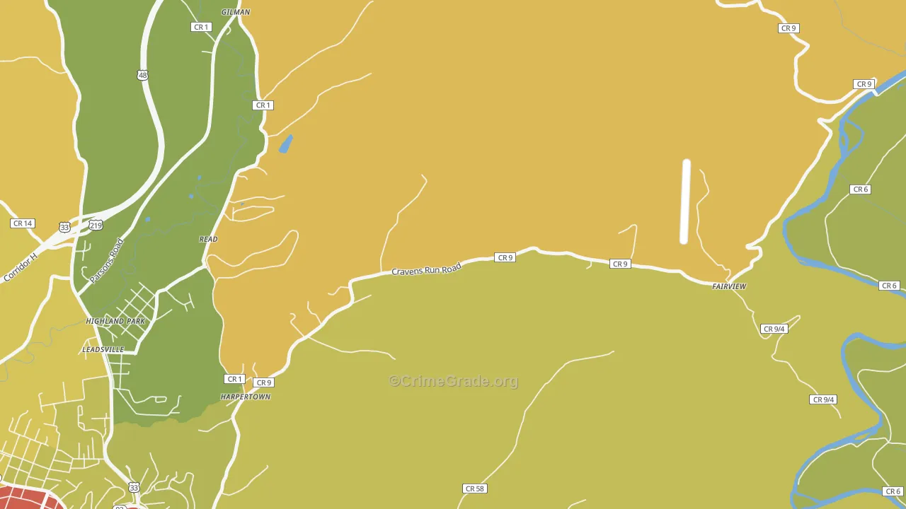 Harpertown, WV Map of Burglary Rates