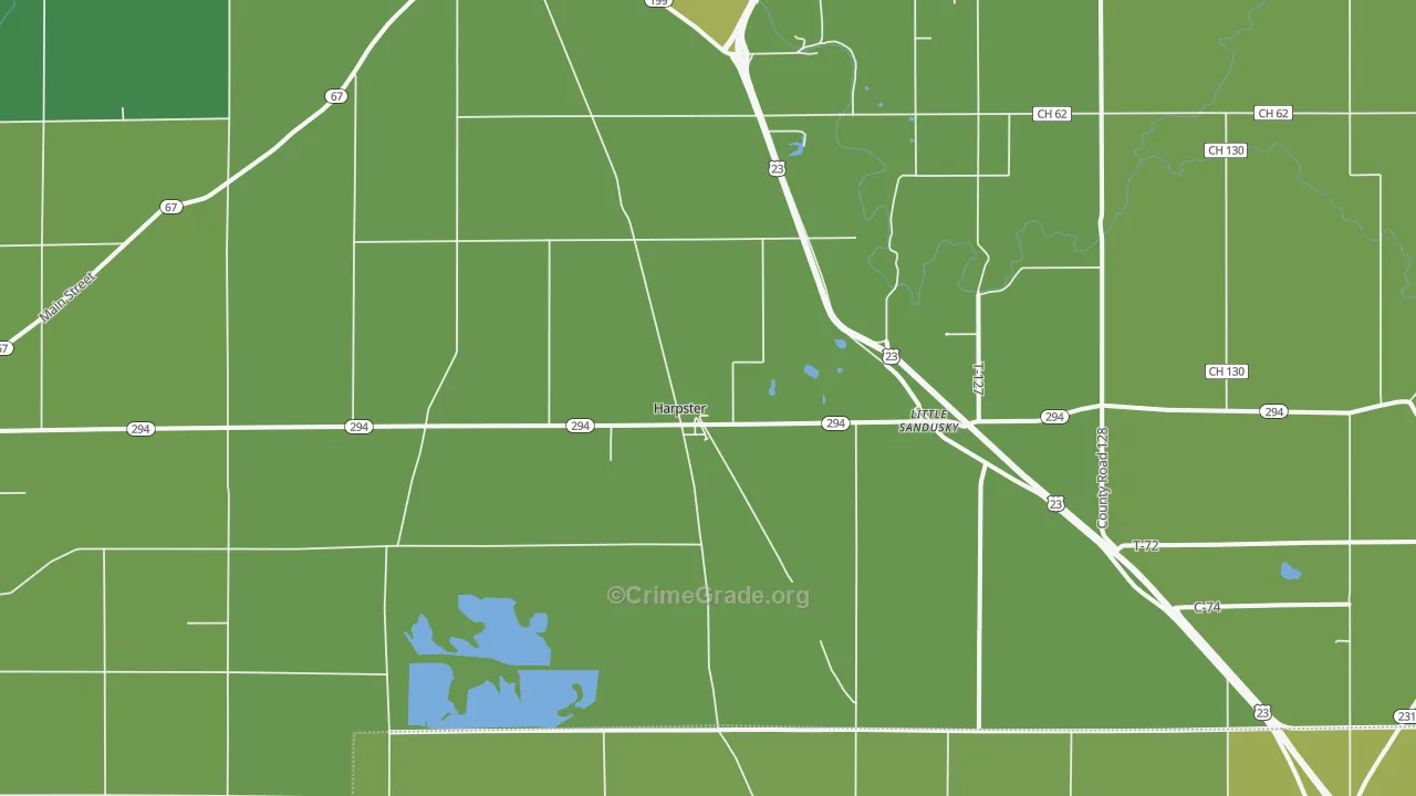 Harpster, OH Map of Burglary Rates