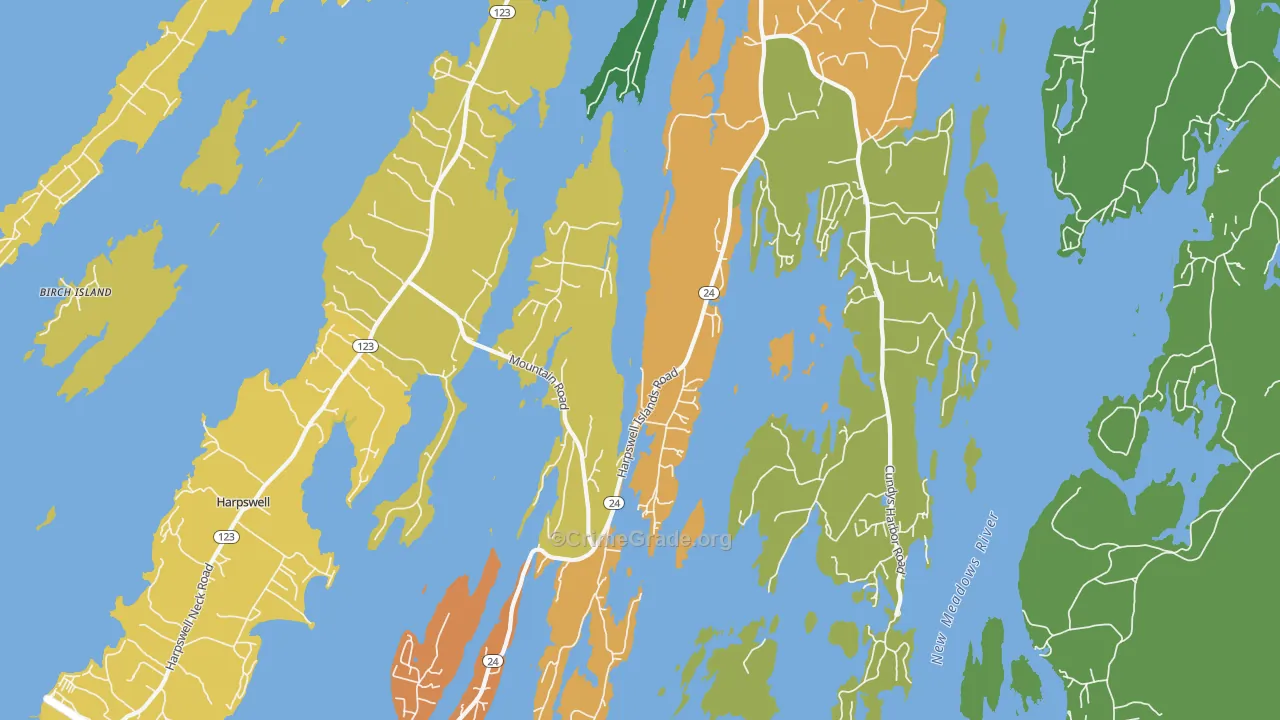 Harpswell, ME Map of Burglary Rates