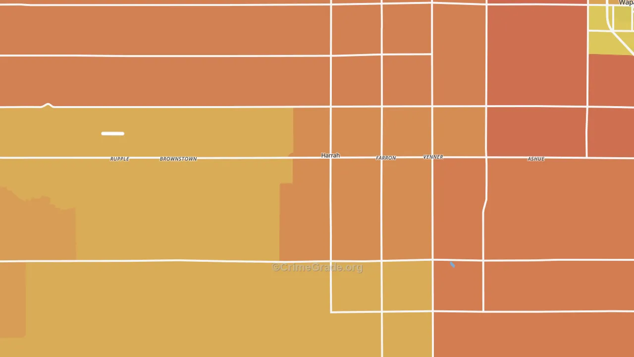 Harrah, WA Map of Burglary Rates