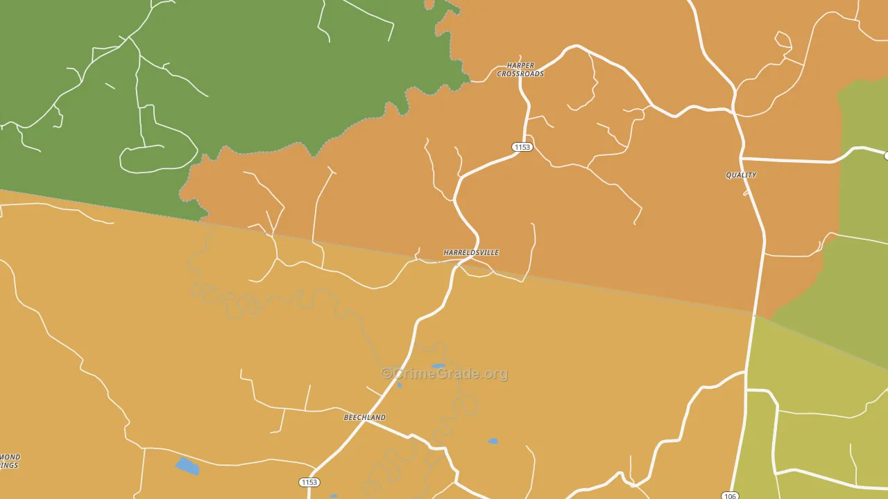 Harreldsville, KY Map of Burglary Rates
