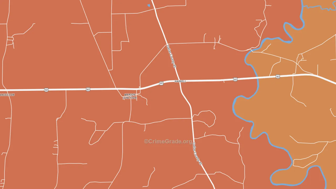 Harrell, AL Map of Burglary Rates