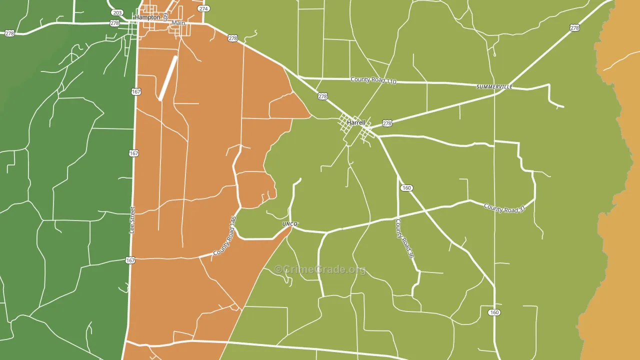 Harrell, AR Map of Burglary Rates