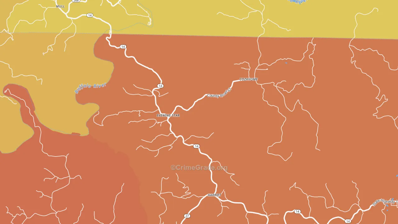 Harriet, AR Map of Burglary Rates