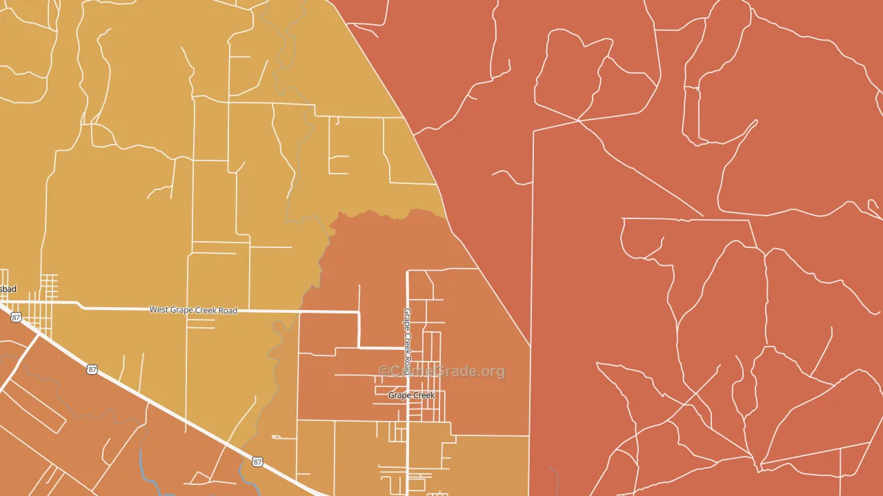 Harriet, TX Map of Burglary Rates