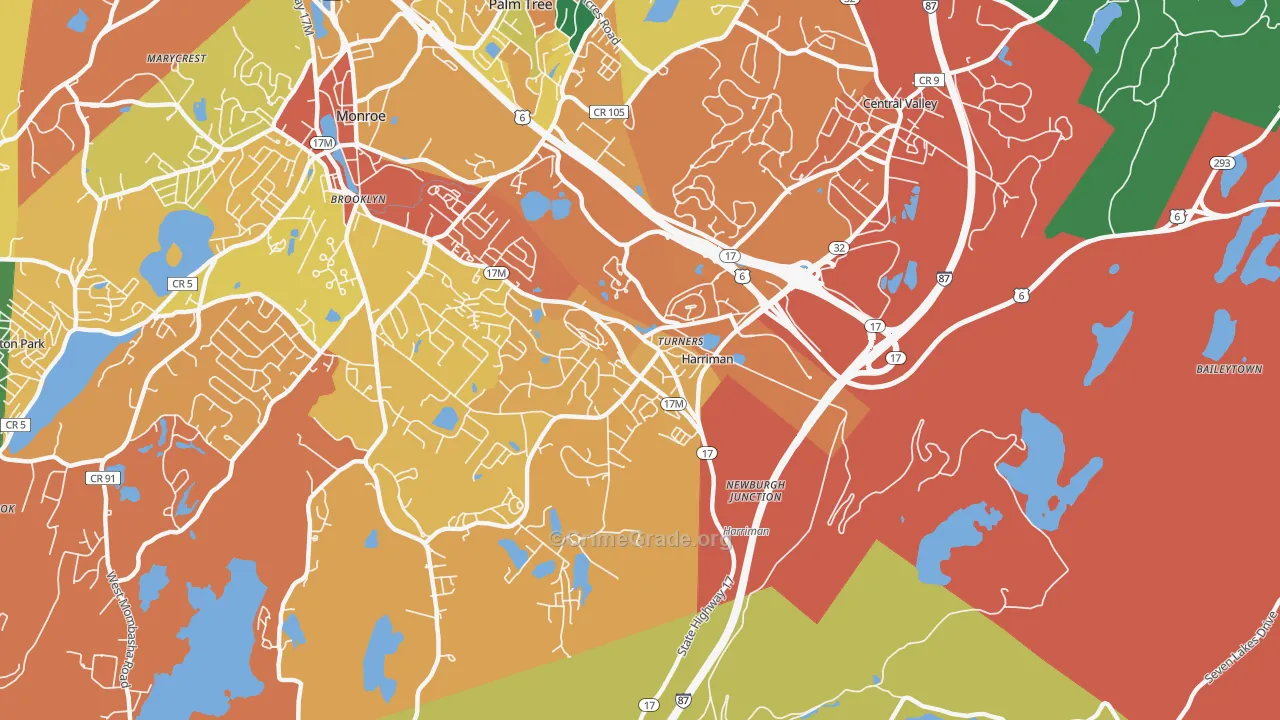 Harriman, NY Map of Burglary Rates