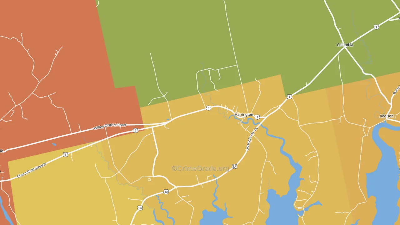 Harrington, ME Map of Burglary Rates