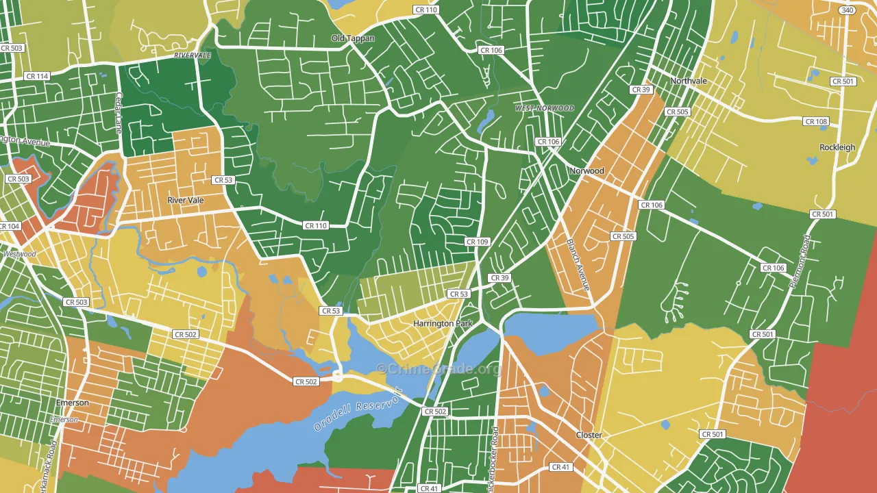 Harrington Park, NJ Map of Burglary Rates