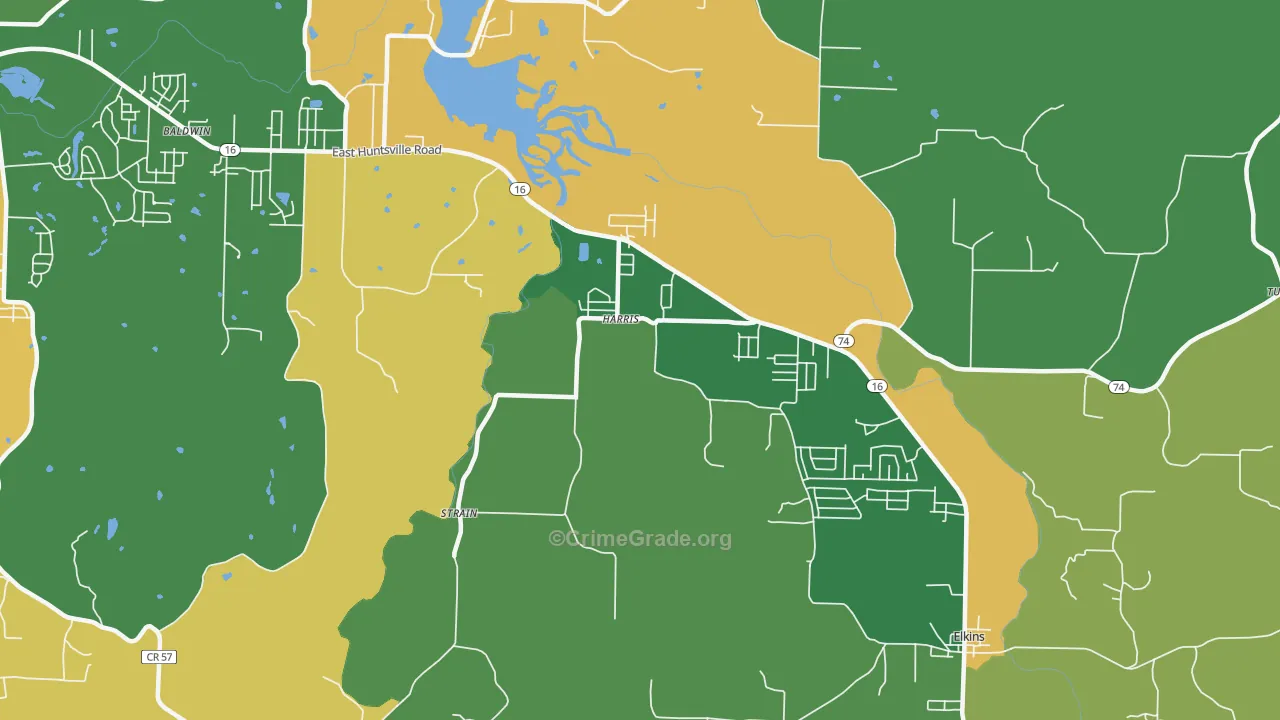 Harris, AR Map of Burglary Rates