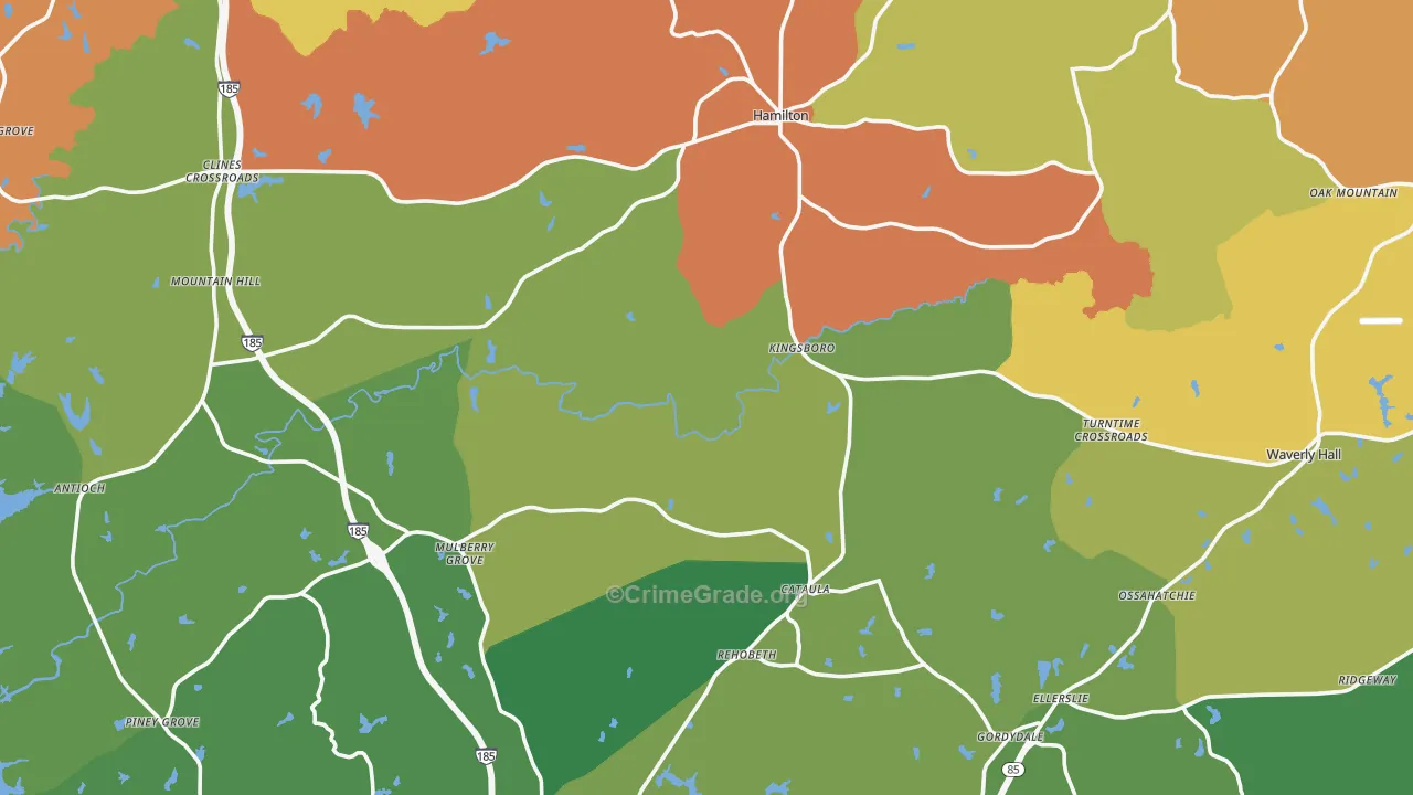 Harris County, GA Map of Burglary Rates