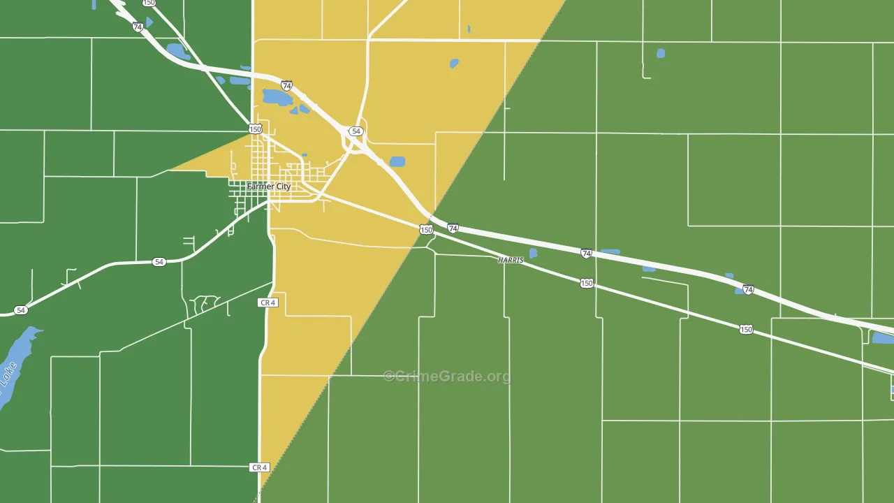 Harris, IL Map of Burglary Rates