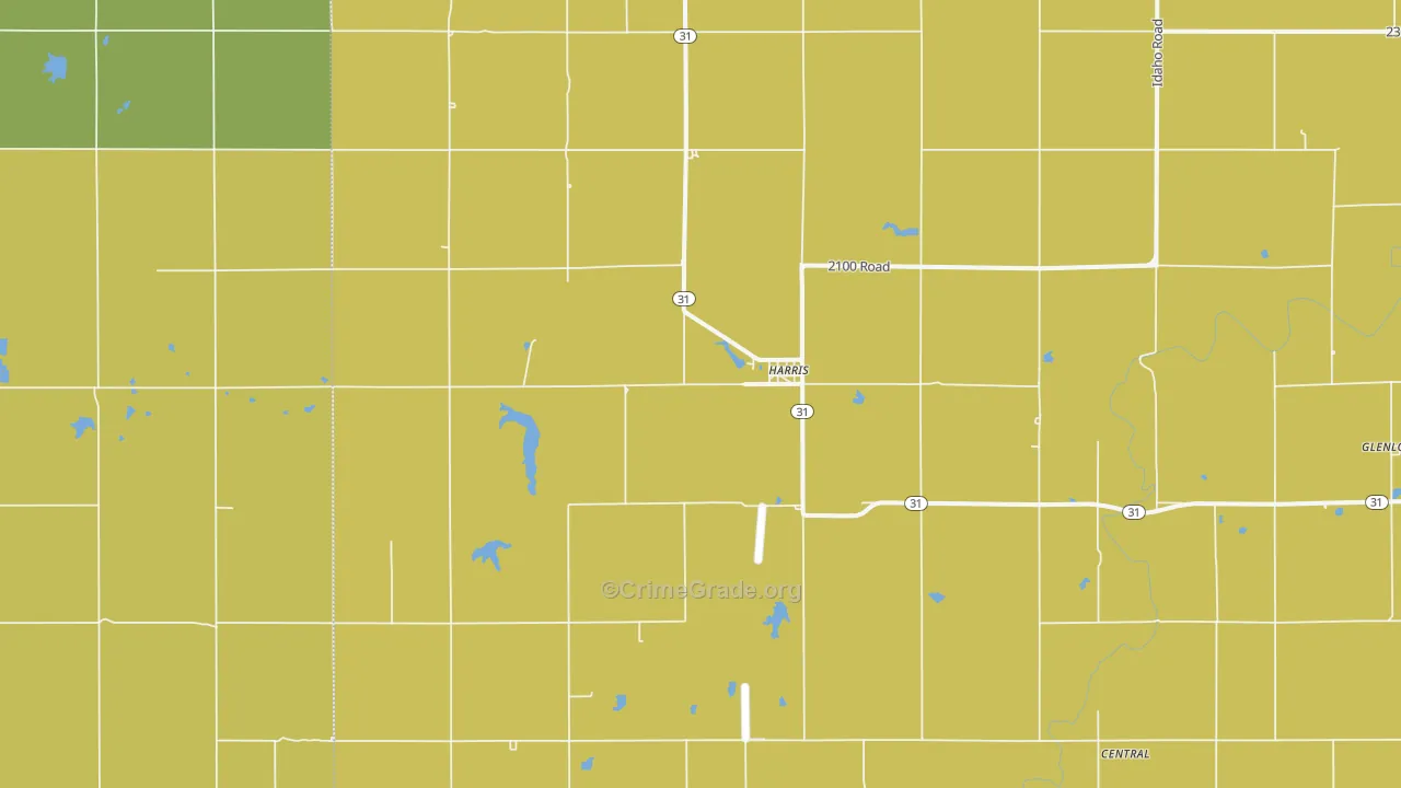 Harris, KS Map of Burglary Rates