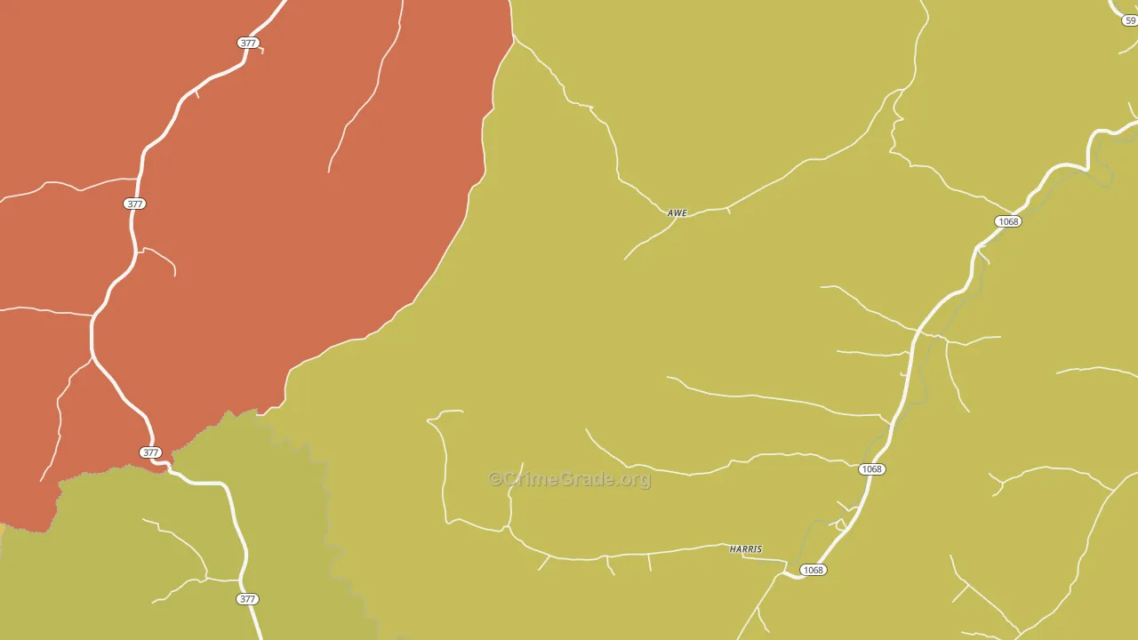 Harris, KY Map of Burglary Rates