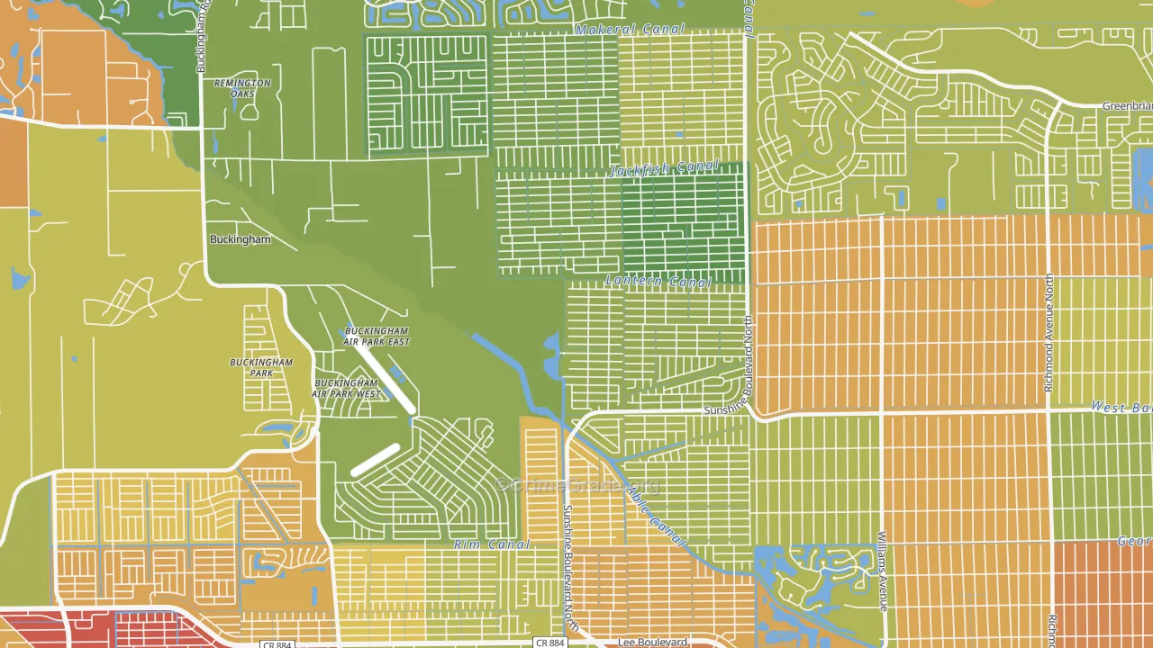 Harris, Lehigh Acres, FL Map of Burglary Rates