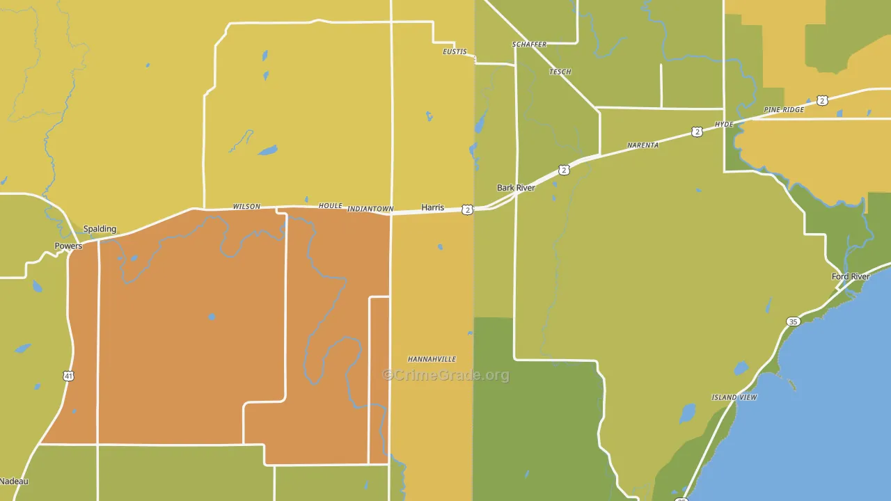 Harris, MI Map of Burglary Rates