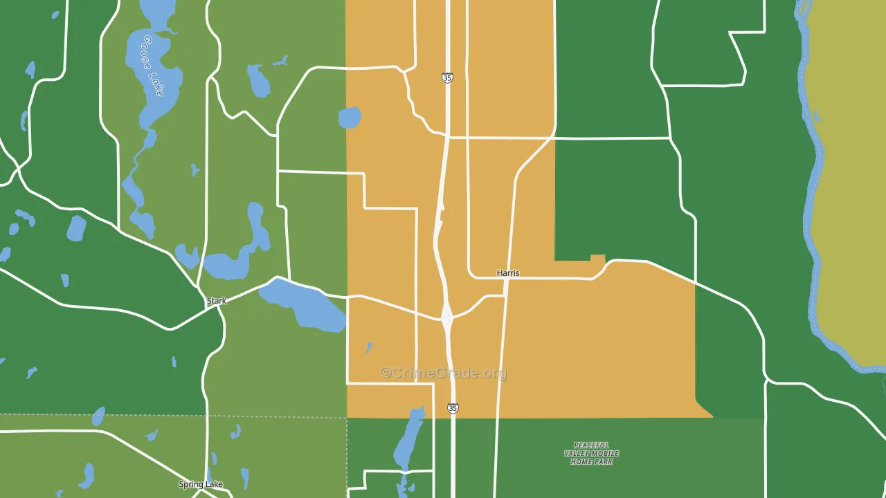 Harris, MN Map of Burglary Rates
