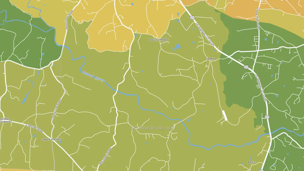 Harris, NC Map of Burglary Rates