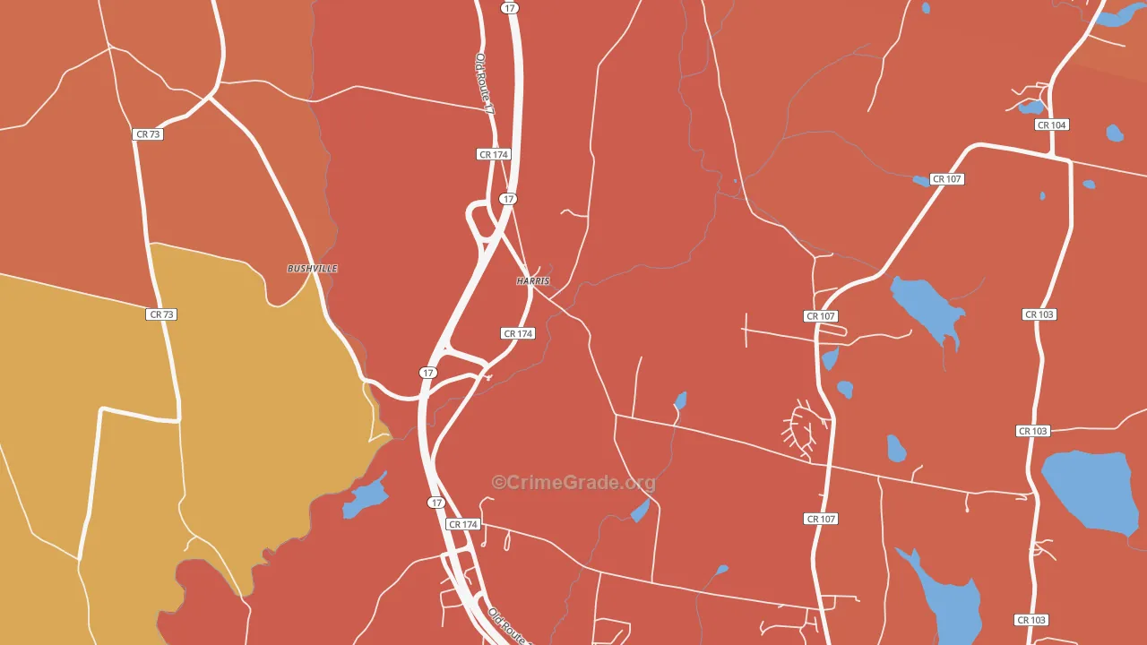 Harris, NY Map of Burglary Rates