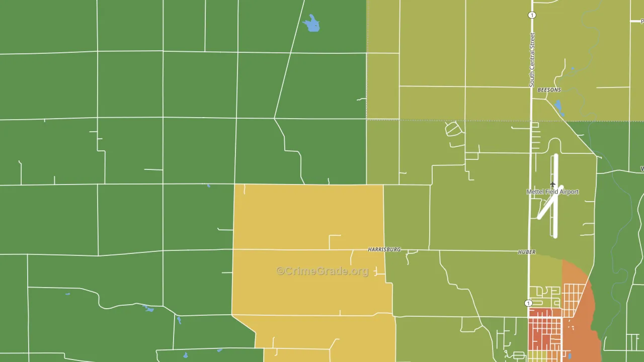 Harrisburg, IN Map of Burglary Rates