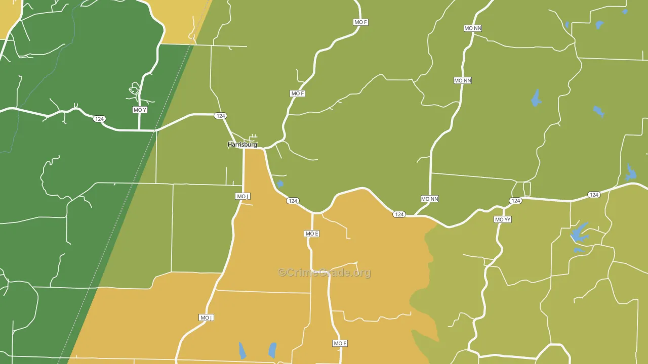 Harrisburg, MO Map of Burglary Rates