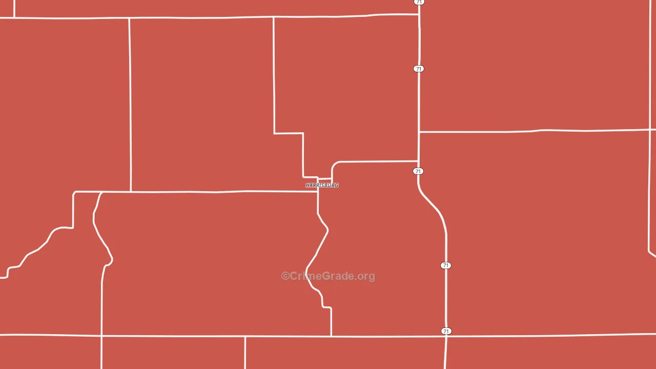 Harrisburg, NE Map of Burglary Rates