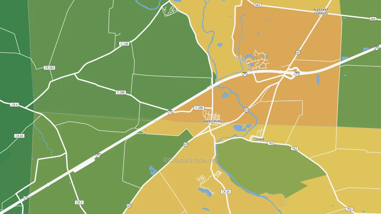 Harrisburg, OH Map of Burglary Rates