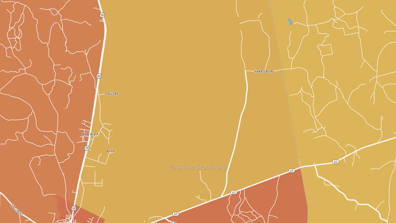 Harrisburg, TX Map of Burglary Rates
