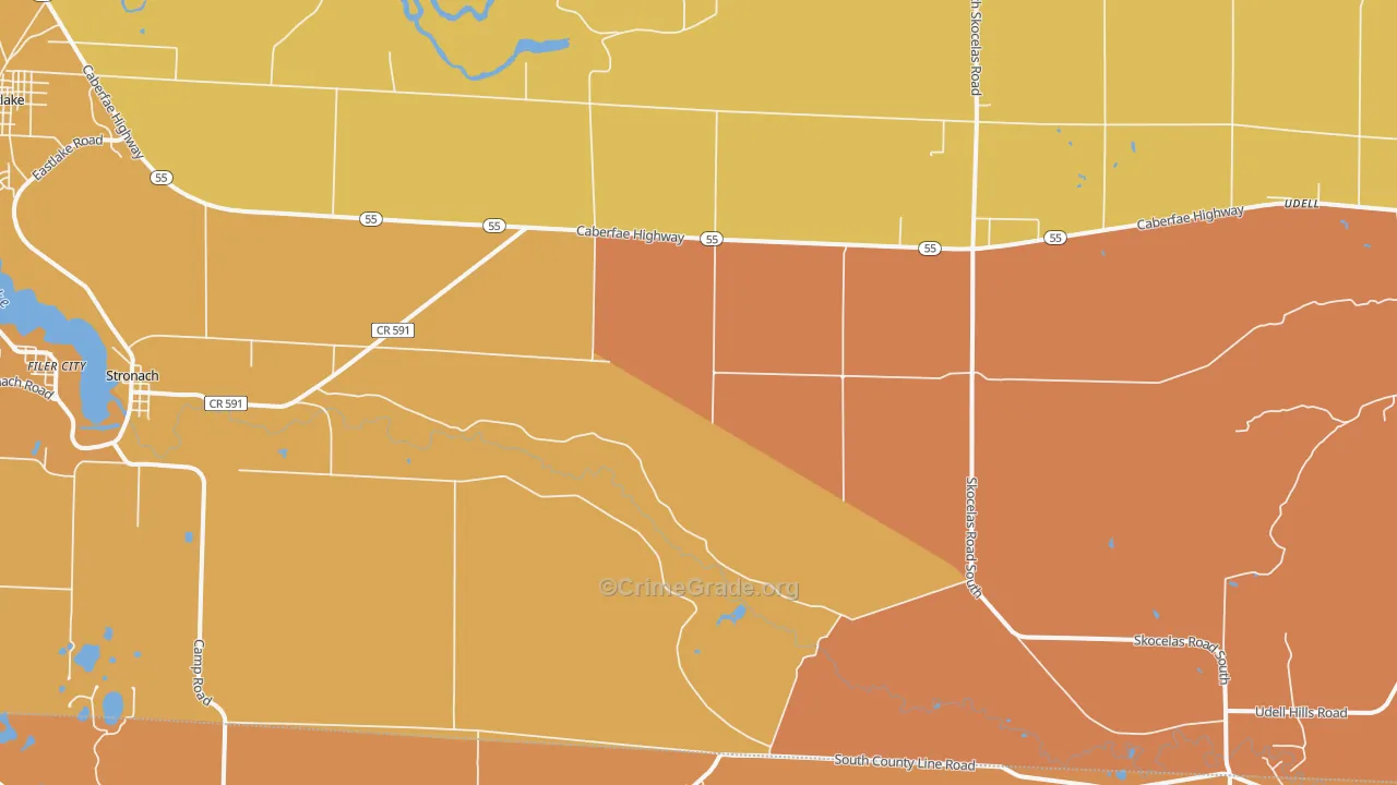 Harrison Beach, MI Map of Burglary Rates