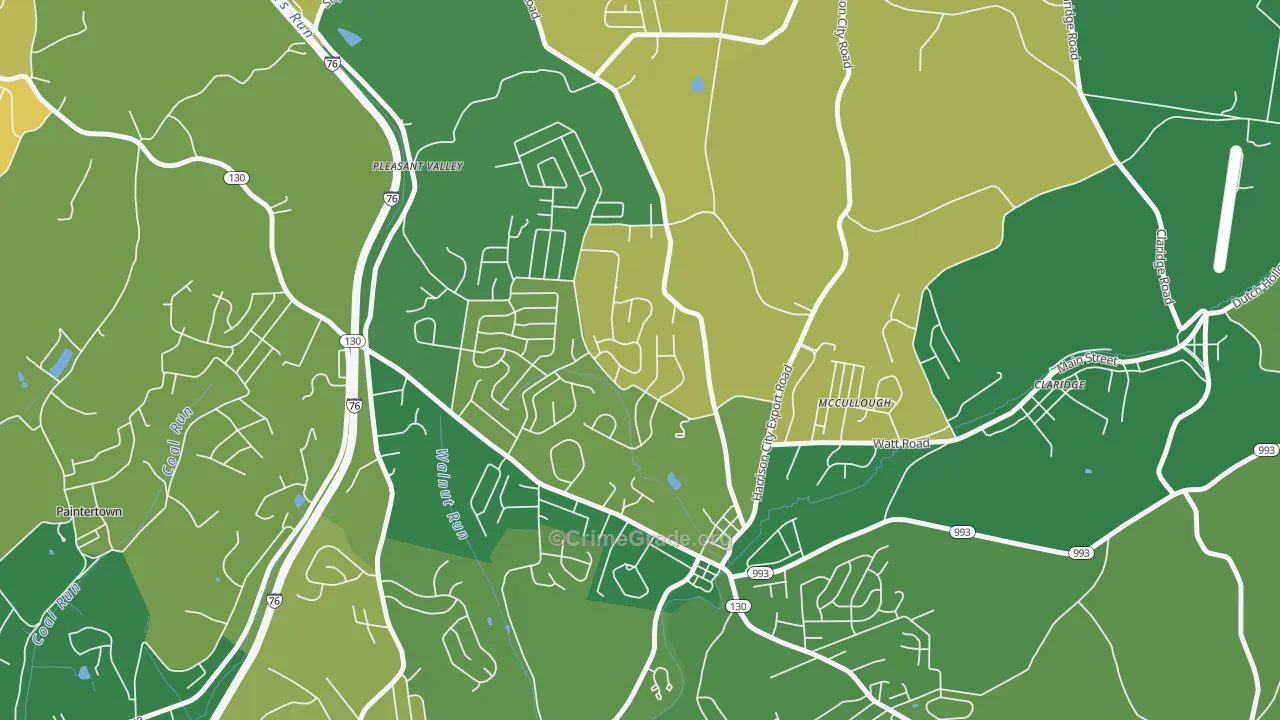 Harrison City, PA Map of Burglary Rates