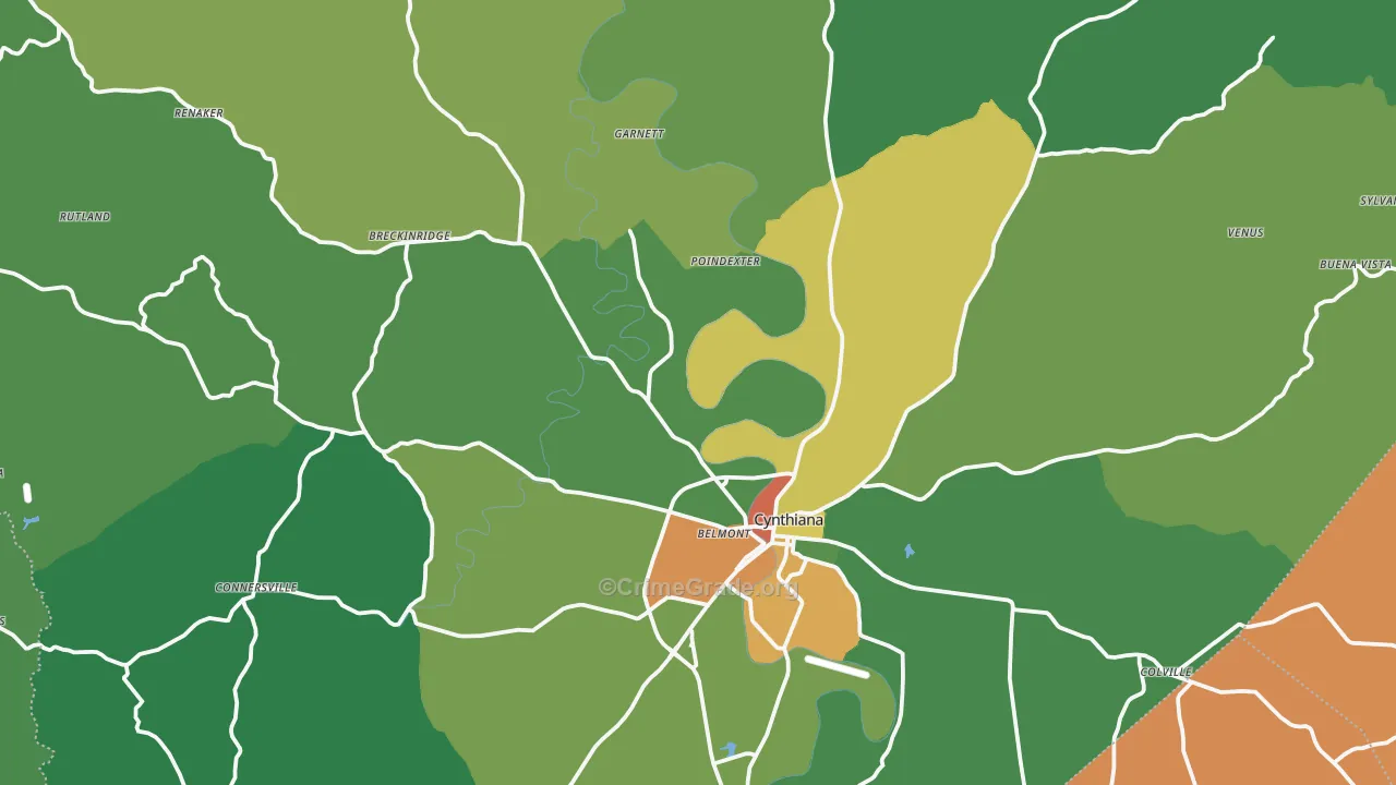 Harrison County, KY Map of Burglary Rates