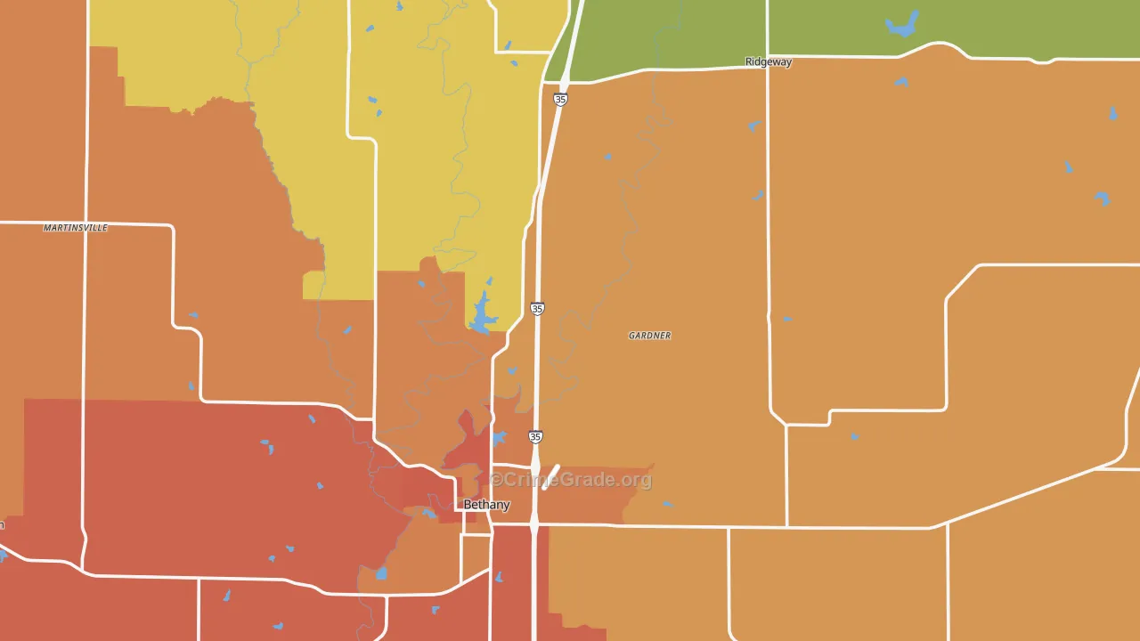 Harrison County, MO Map of Burglary Rates