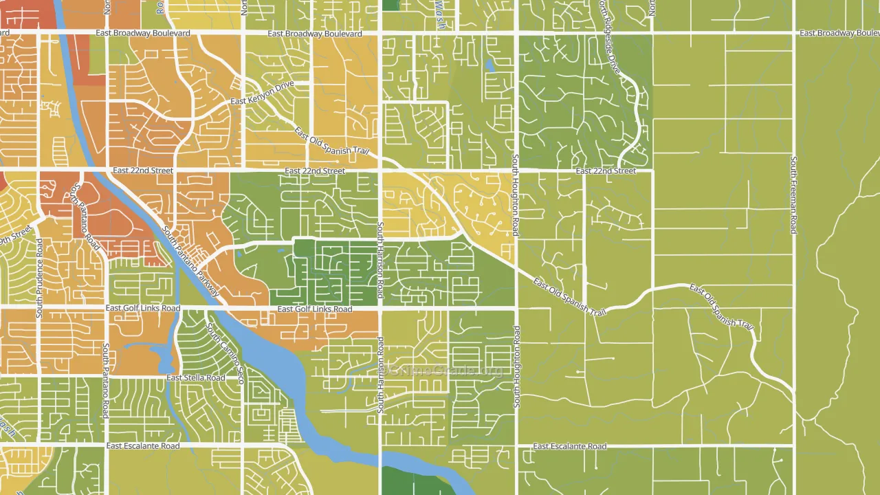 Harrison East-South, Tucson, AZ Map of Burglary Rates